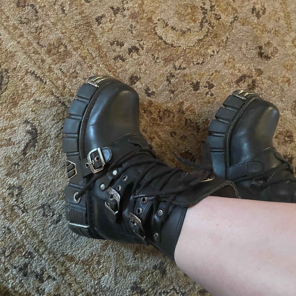 Black New Rock Reactor Combat & Moto Boots - Picture 4 of 5